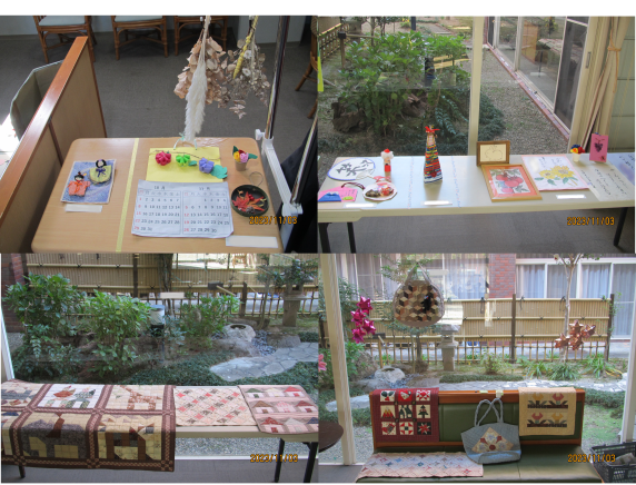 庭に展示された作品の様子