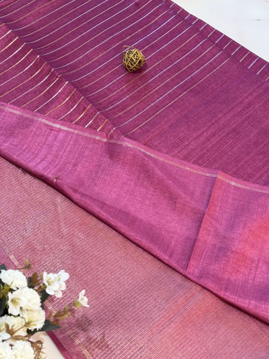 Magenta Pink Soft Tussar Silk Saree