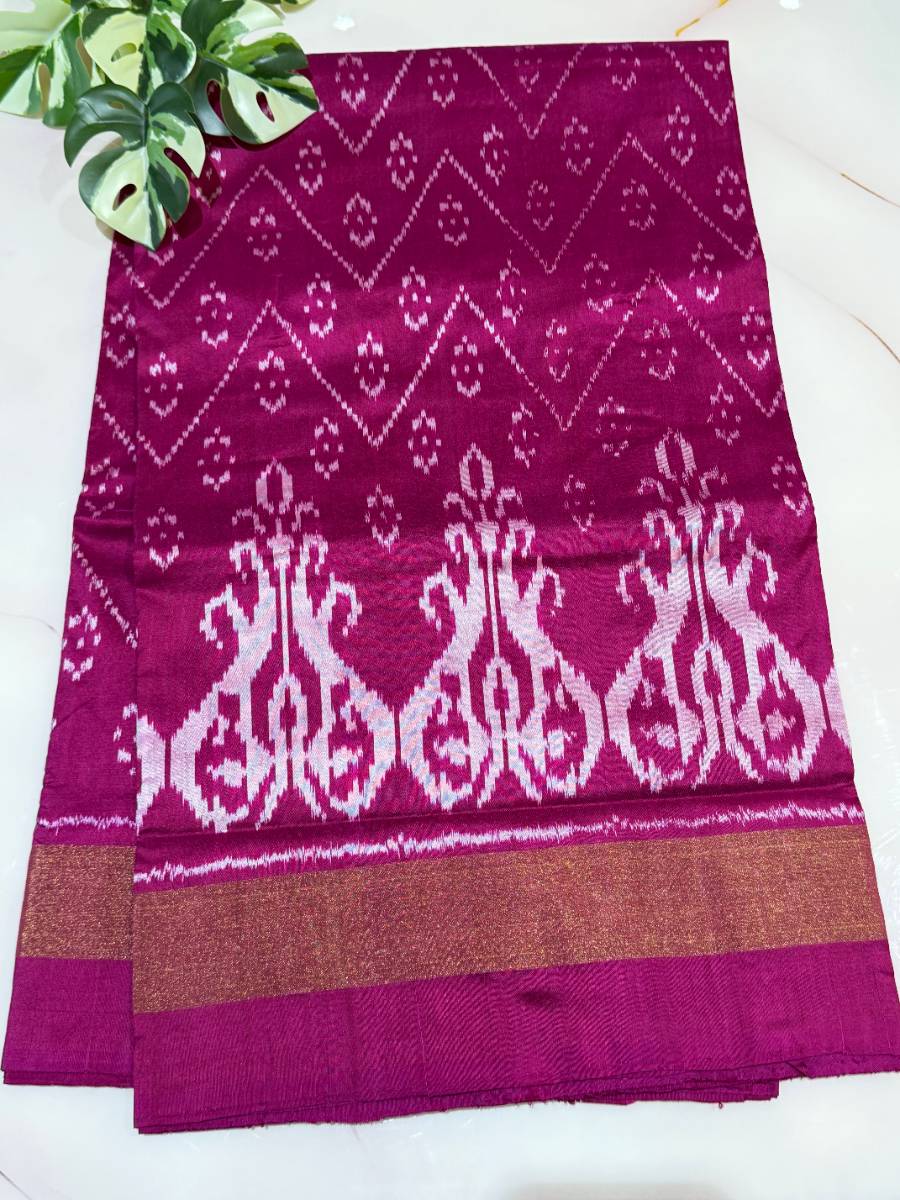 Magenta Heritage Ikat Silk Saree