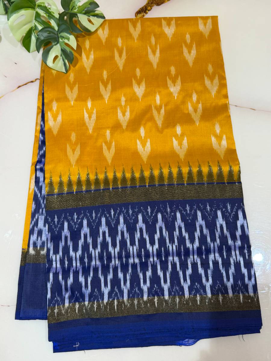 Royal Mustard Ikkat Silk Saree