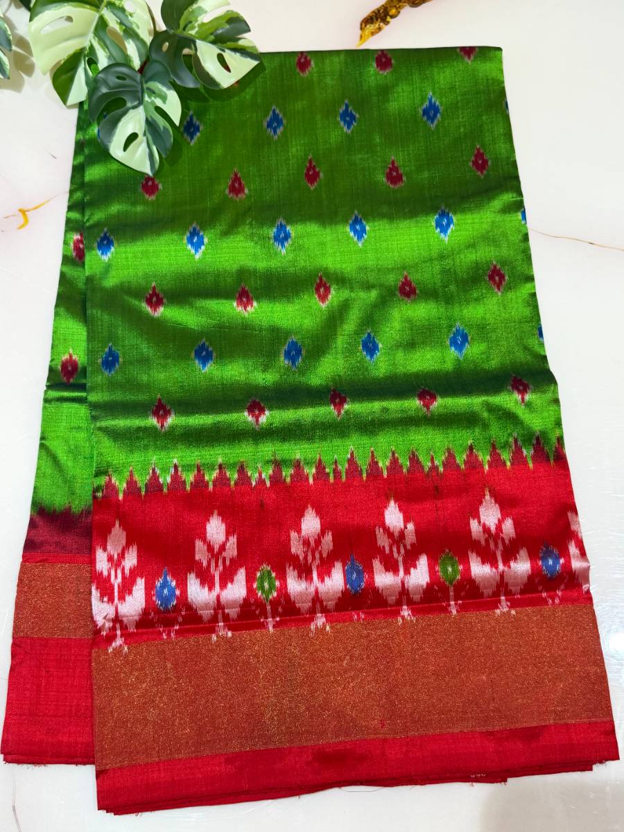 Green Ruby Ikkat Silk Saree