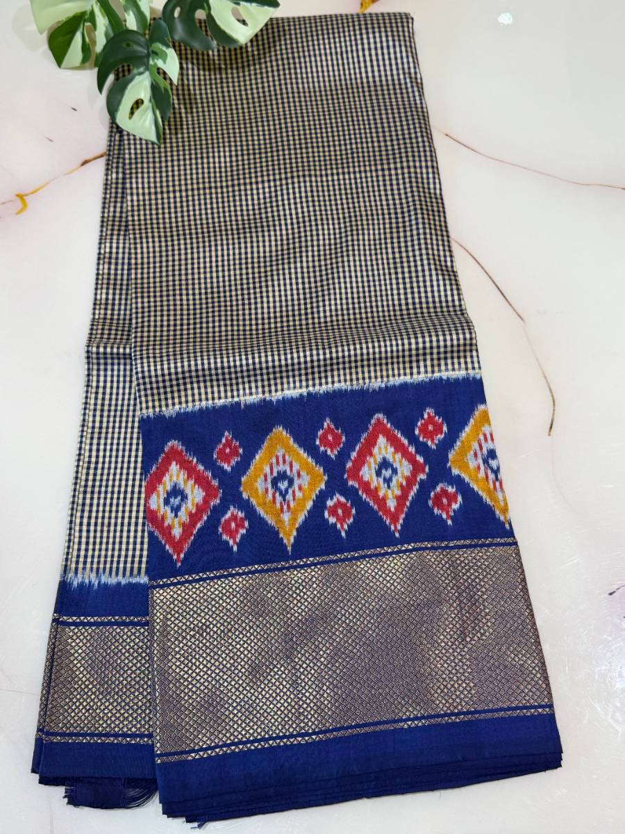 Checks Blue Diamond Ikat Lehenga – Large 45 Inch