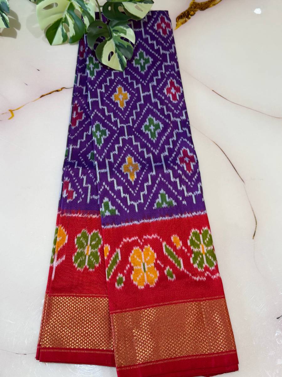 Purple Red Diamond Ikat Lehenga – Small 22 Inch