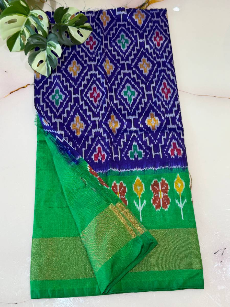 Blue Green Diamond Ikat Lehenga – Small 22 Inch