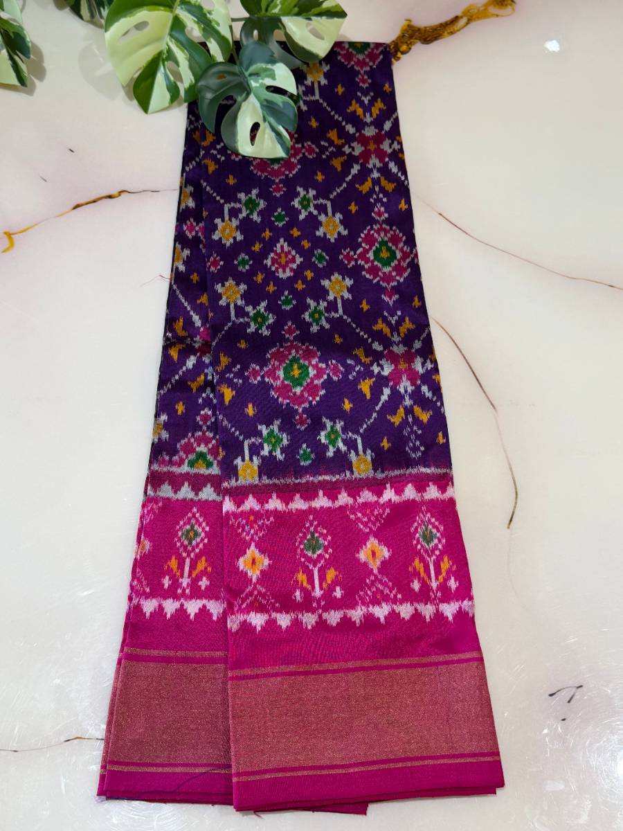 Purple Pink Floral Ikat Lehenga – Small 22 Inch