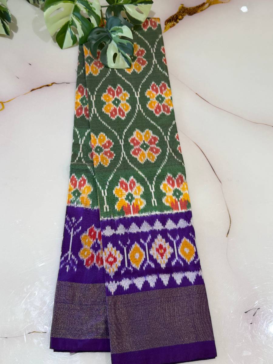 Olive Purple Floral Ikat Lehenga – Small 22 Inch