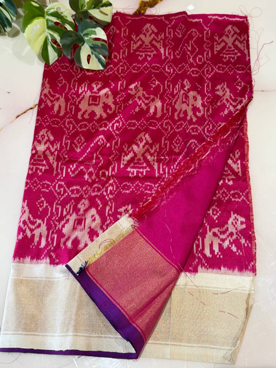 Magenta Cream Elephant Ikat Lehenga – Small 22 Inch