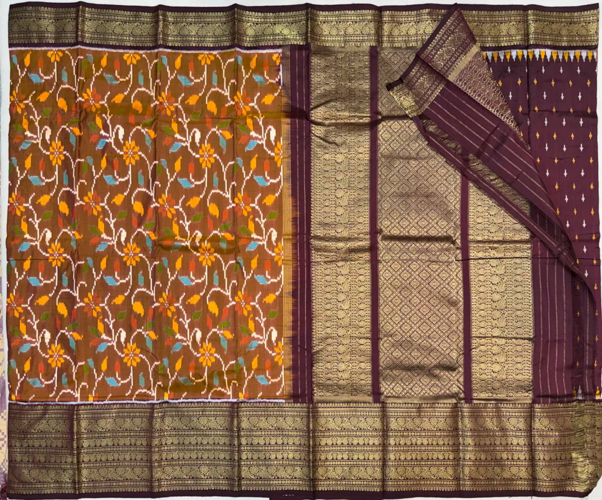 Cocoa Valli Ikat Kanchi Fusion Saree