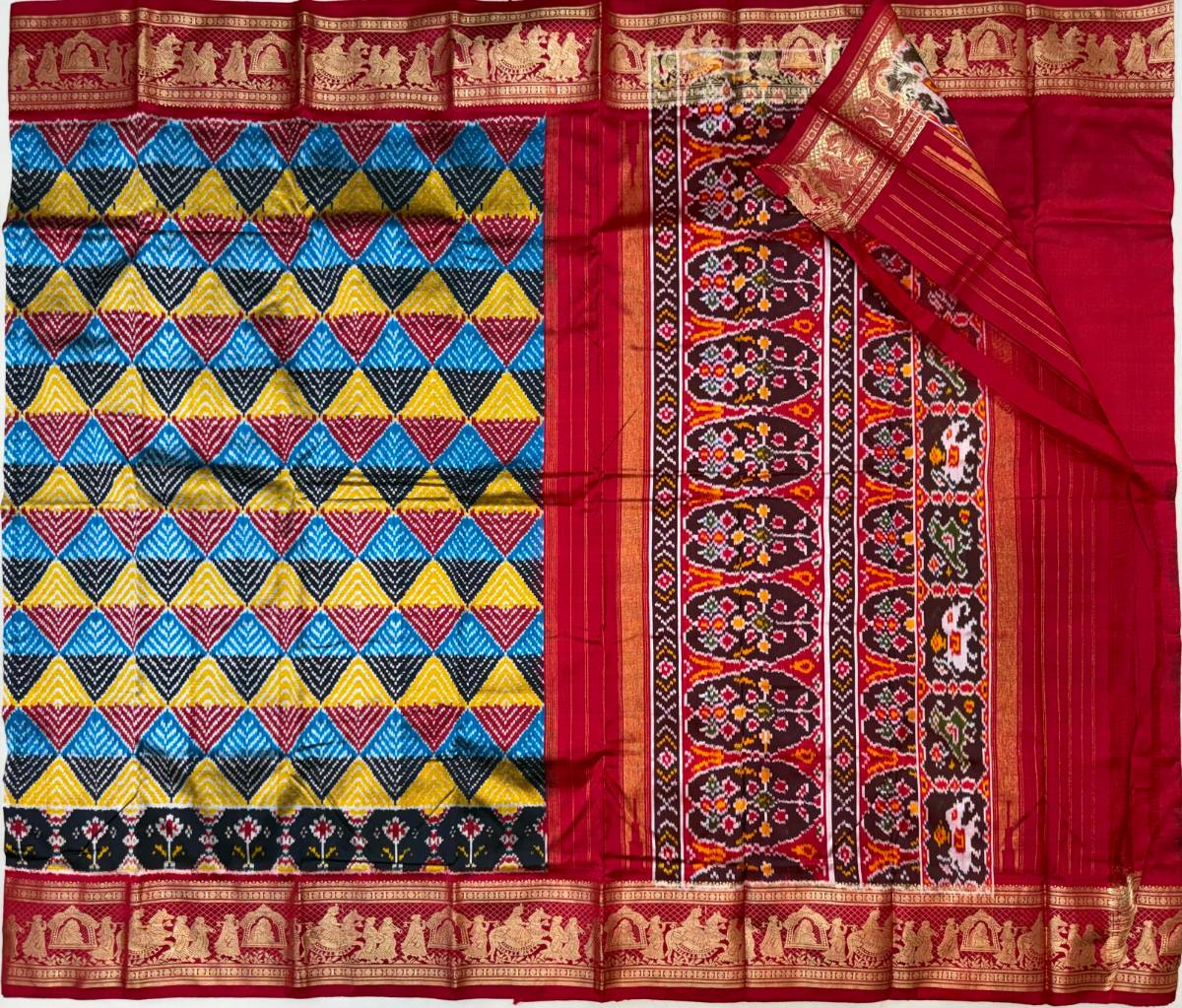 Navrang Trikon Ikat Kanchi Fusion Saree