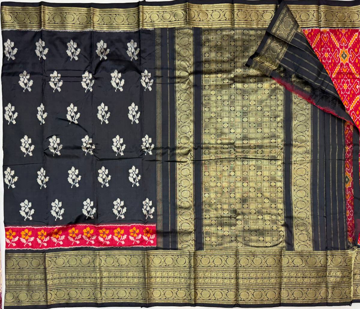 Noir Mogra Ikat Kanchi Fusion Saree