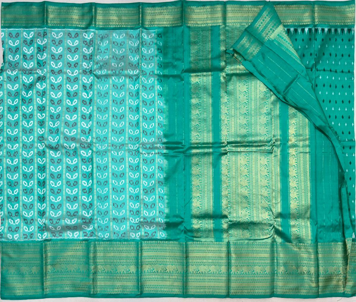 Aqua Patra Ikat Kanchi Fusion Saree