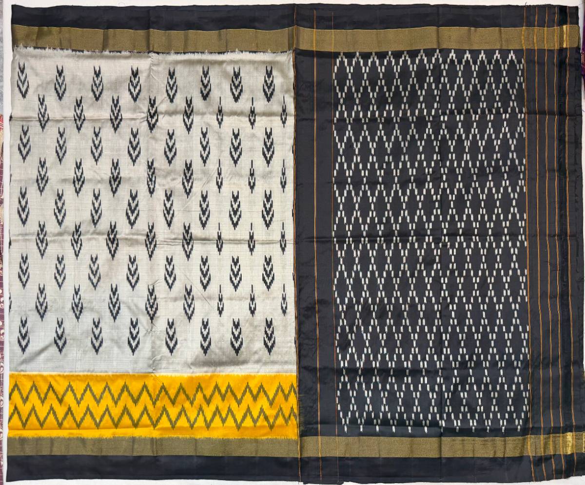 Black Gold Classic Ikkat Silk Saree