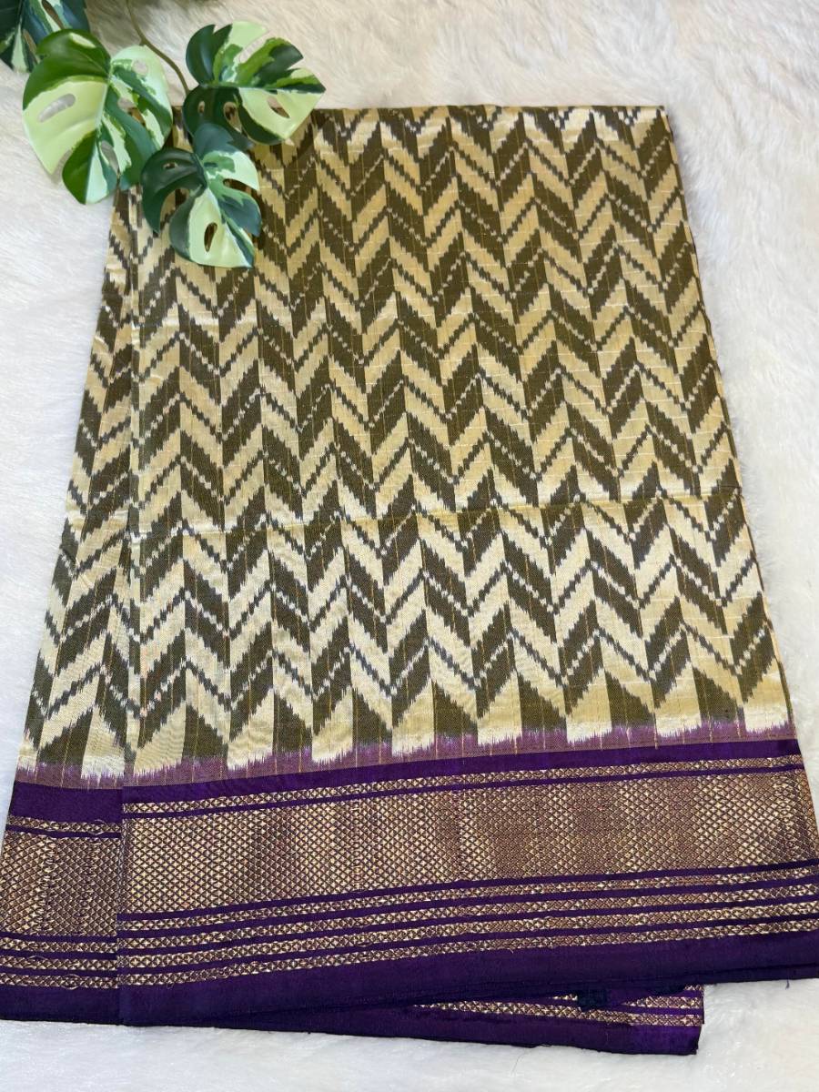 Purple Chevron Ikkat Silk Saree