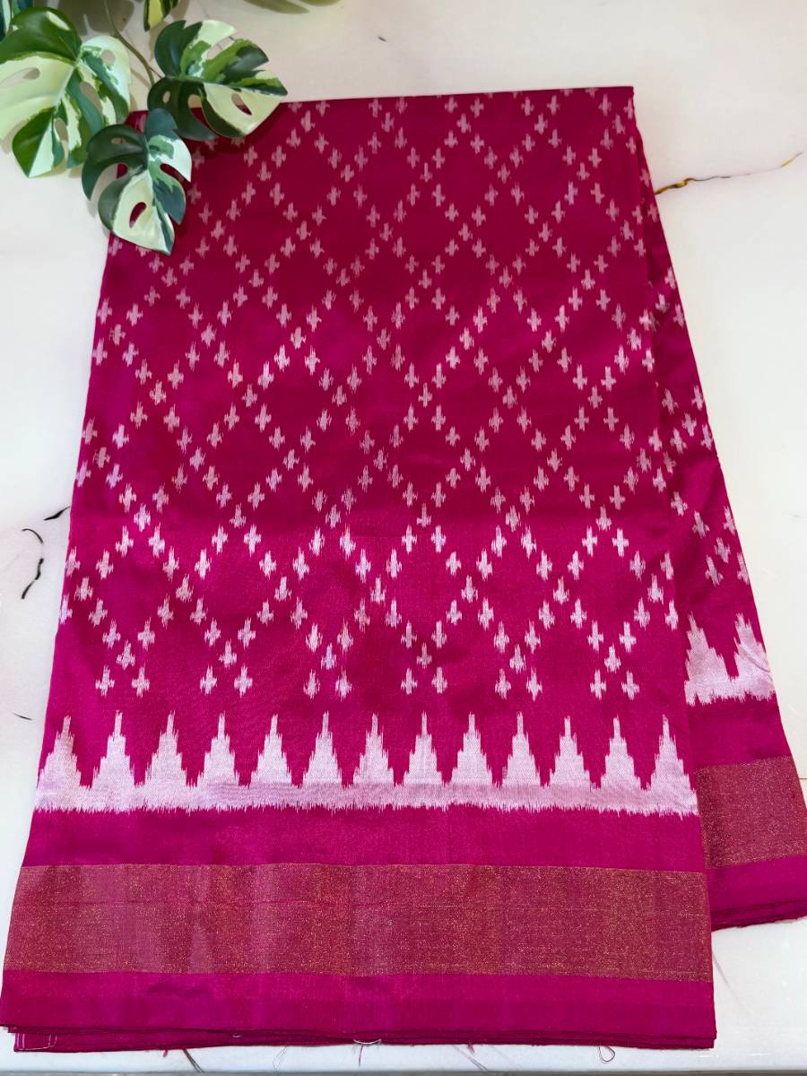 Rani Diamond Ikat Silk Saree