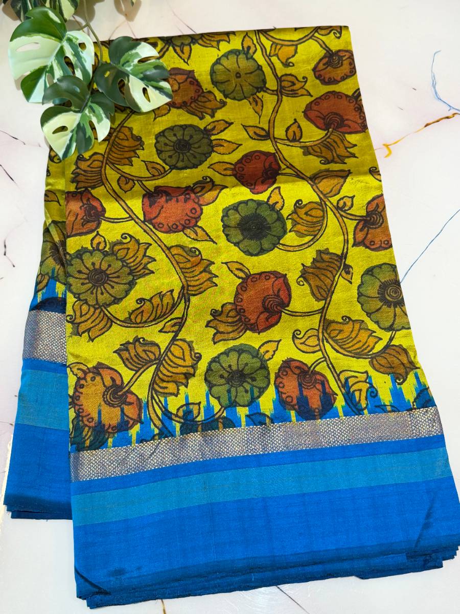 Sunlit Vine Azure Kalamkari Ikat