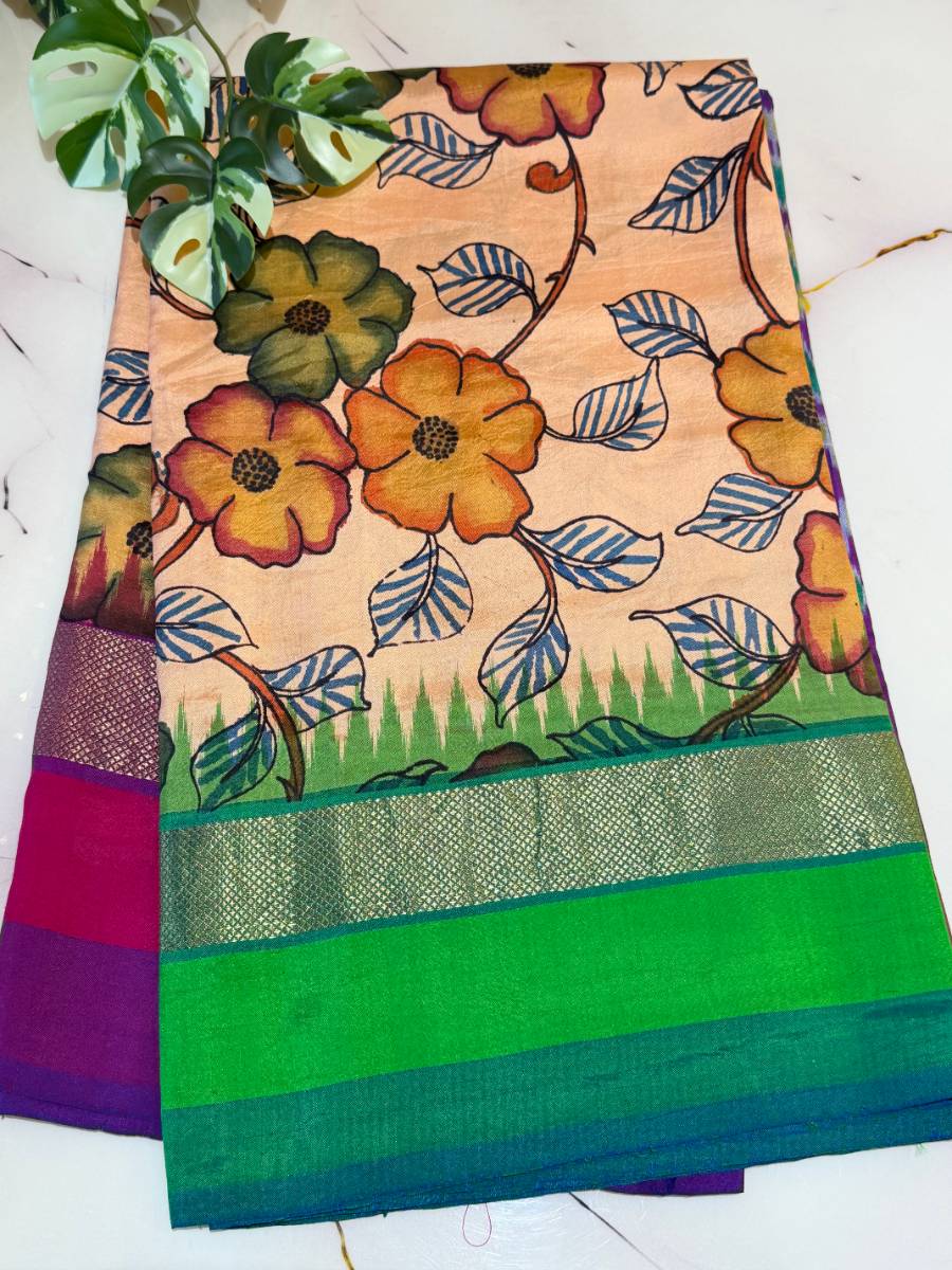 Peach Blossom Amethyst Kalamkari Ikat