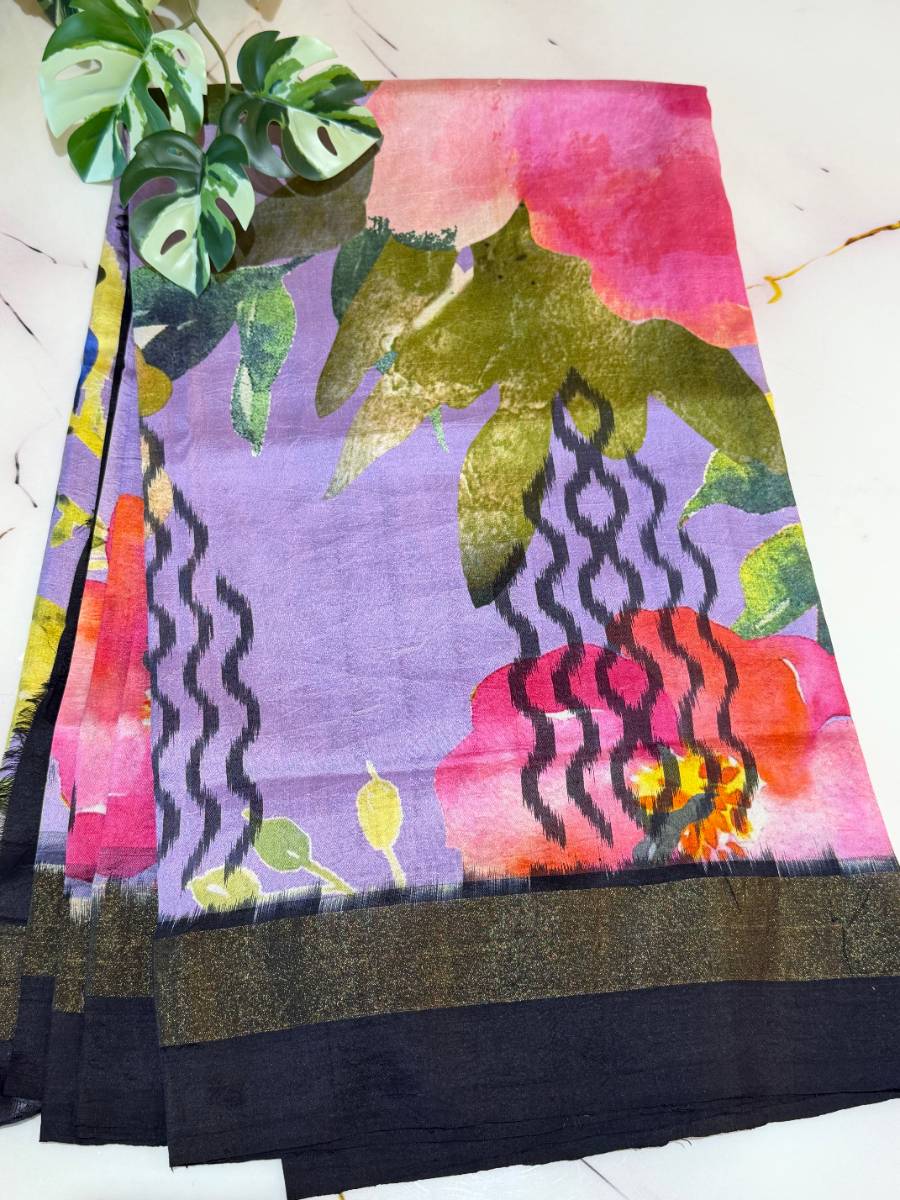 Lavender Rose Noir Kalamkari Ikat