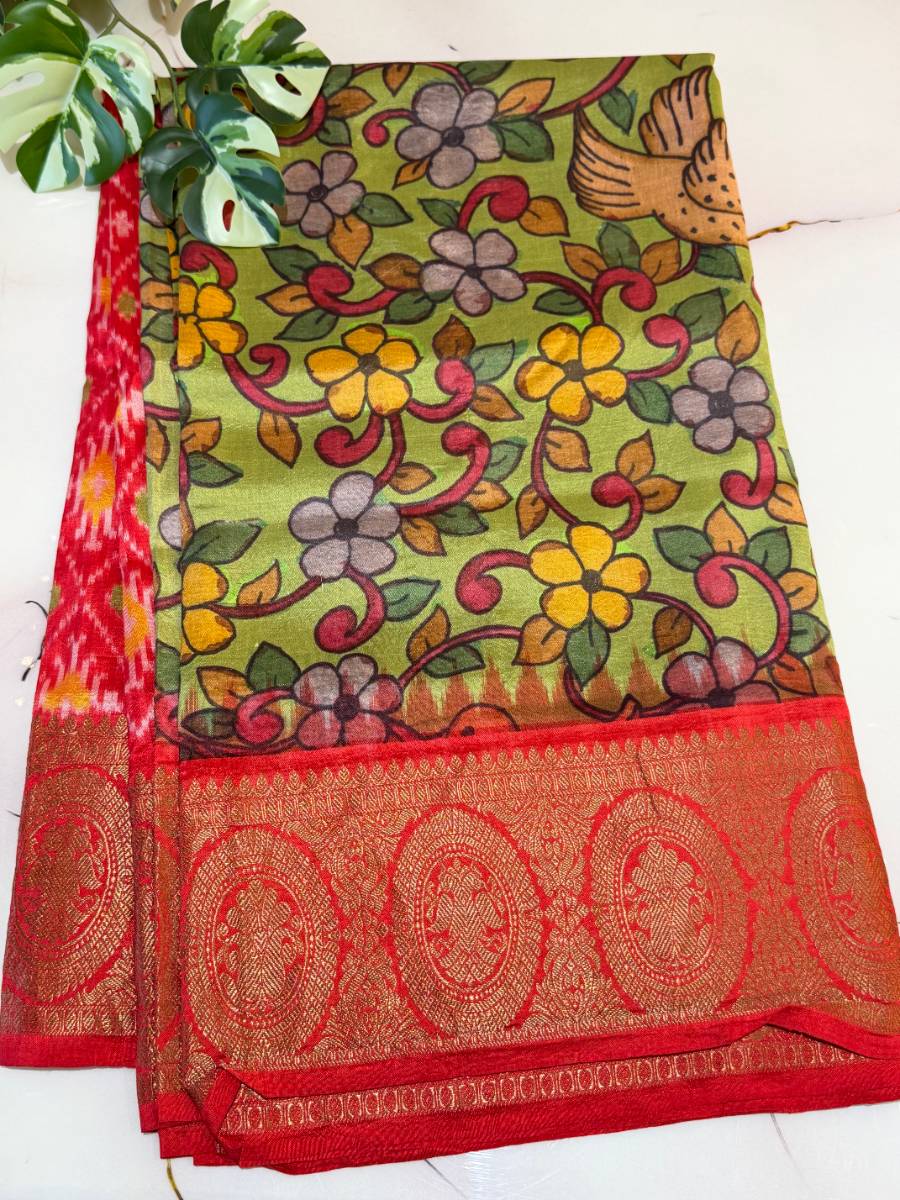 Sage Aviary Scarlet Kalamkari Ikat