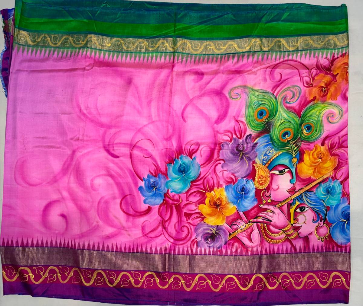 Radha Krishna Bloom Silk Saree