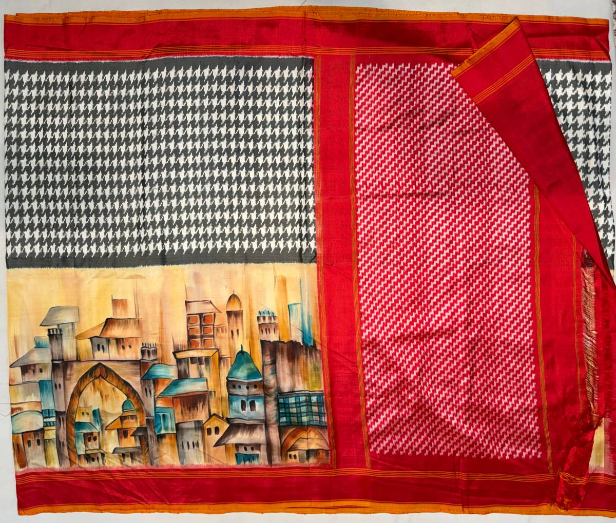 Heritage Cityscape Silk Saree