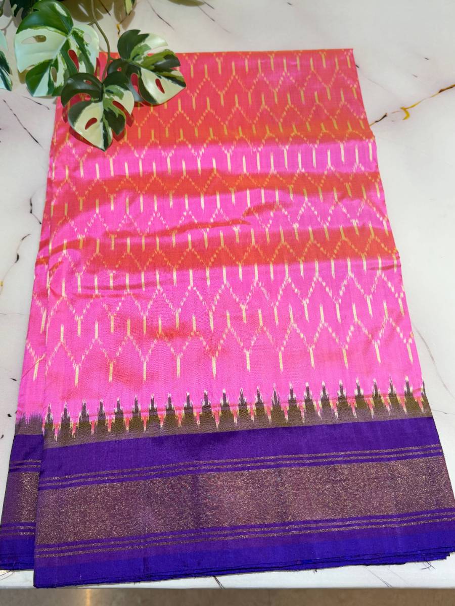 Pink Violet Ikat Silk