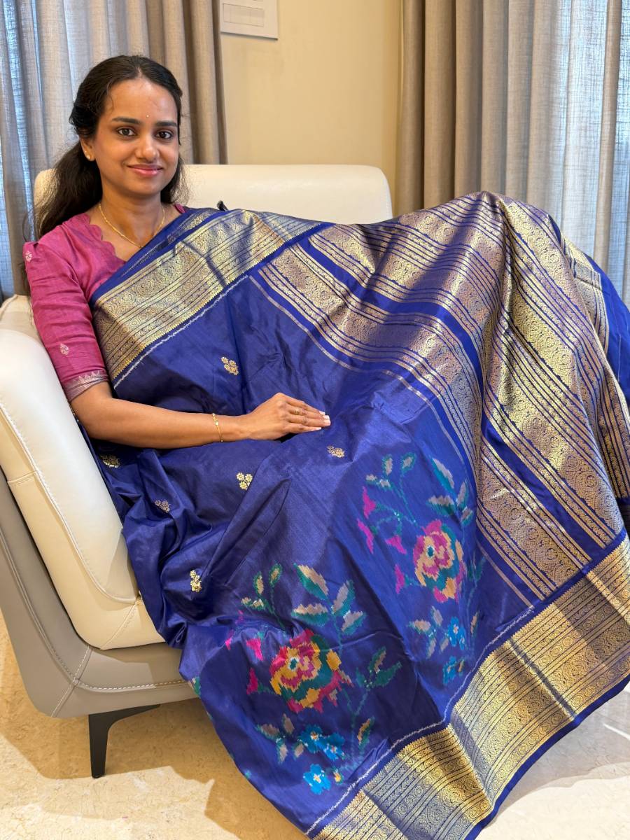 Royal Blue Floral Kanchi Patola