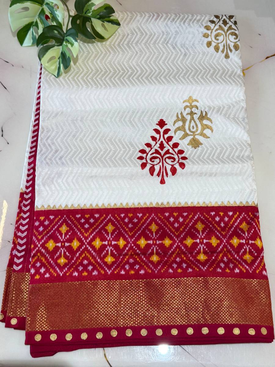 Ruby Red Ivory Ikat