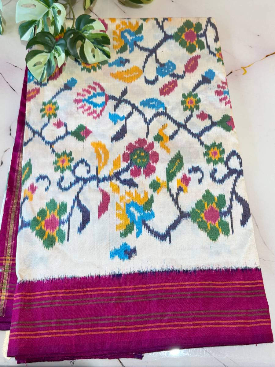 Ivory Floral Garden Patola