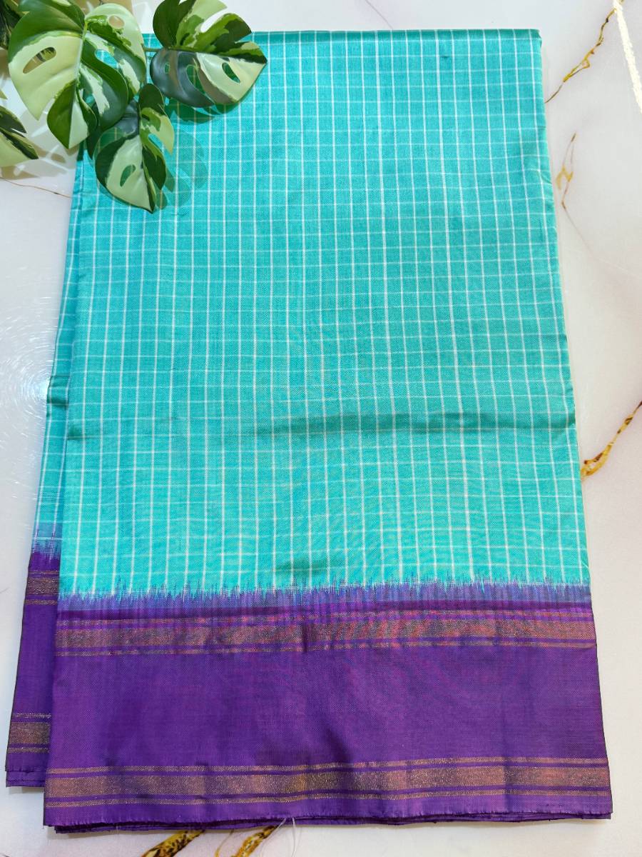 Aqua Checks Ikat