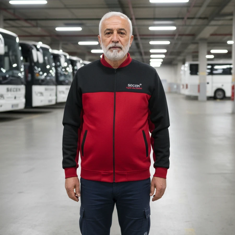 Bordo Siyah Hakim Yaka Polar Ceket - 2