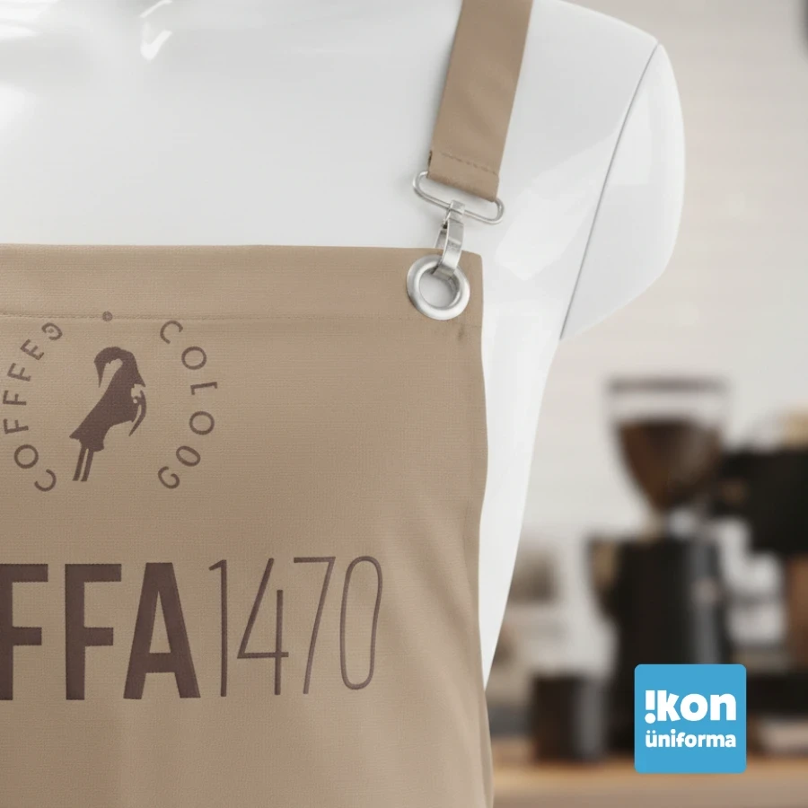 Deri Detaylı Premium Canvas Barista ve Şef Önlüğü - 3