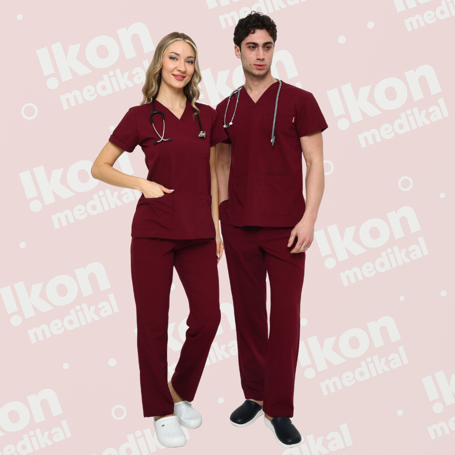 İkon Bordo Doktor Hemşire Likralı Takım