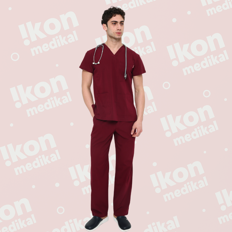 İkon Bordo Doktor Hemşire Likralı Takım - Küçük Resim 2
