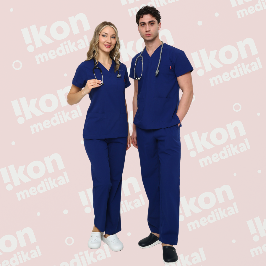 İkon Lacivert Doktor Hemşire Likralı Takım - Seçili Resim