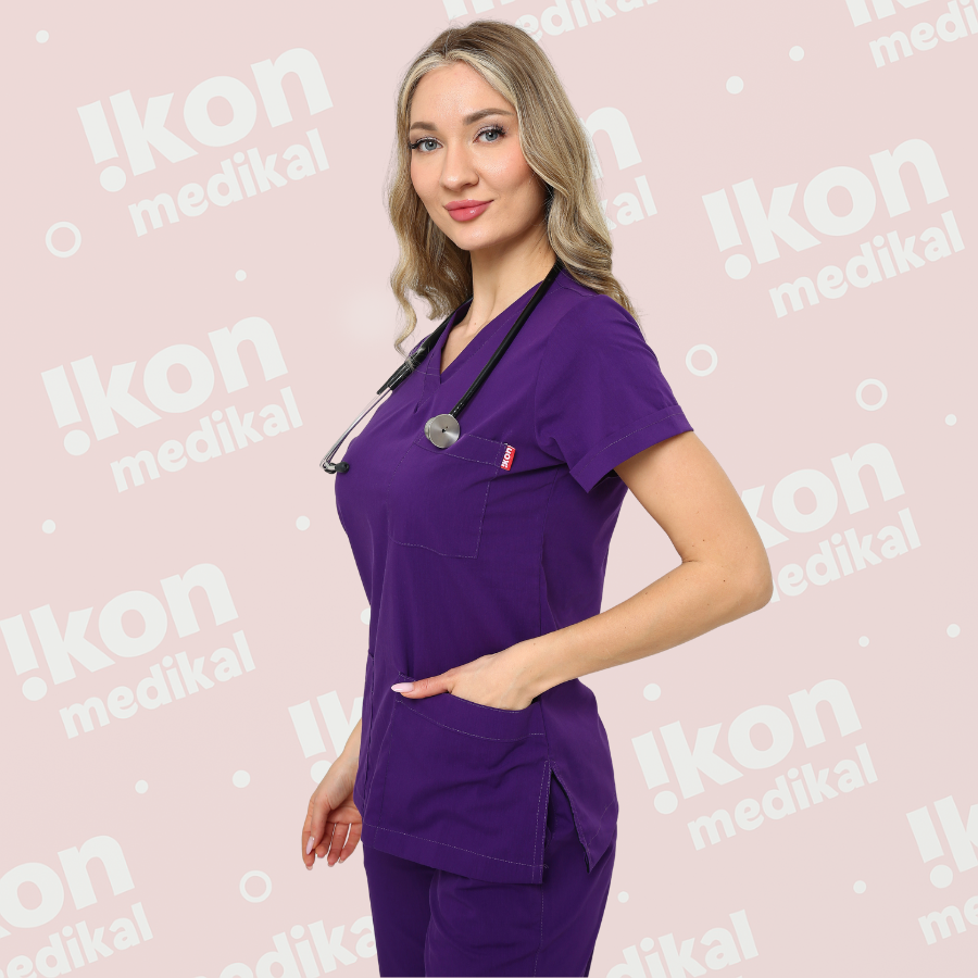 İkon Mor Doktor Hemşire Likralı Takım - Seçili Resim
