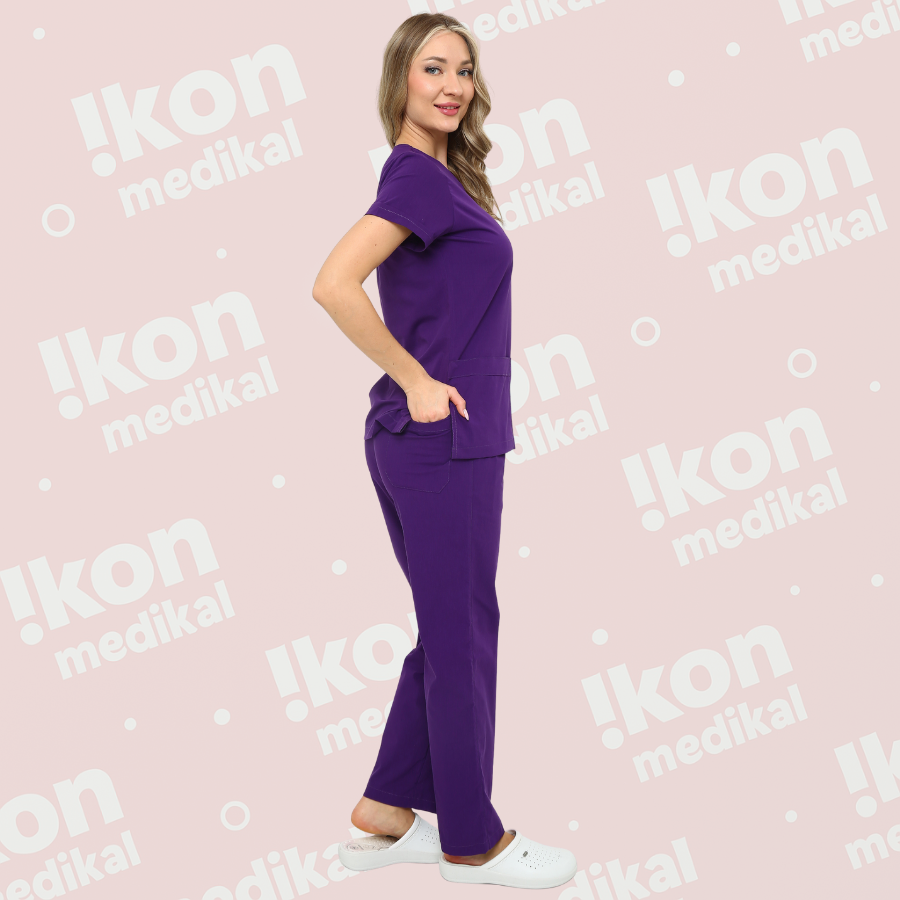 İkon Mor Doktor Hemşire Likralı Takım - Küçük Resim 4