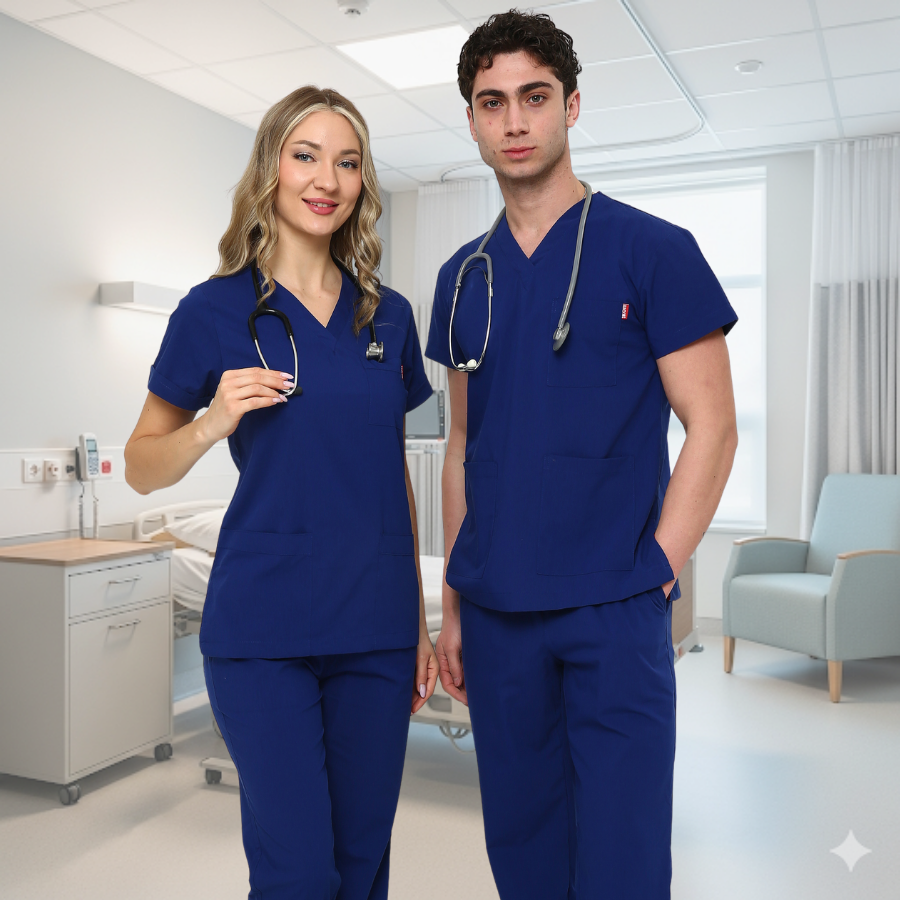 İkon Sax Mavi Doktor Hemşire Likralı Takım