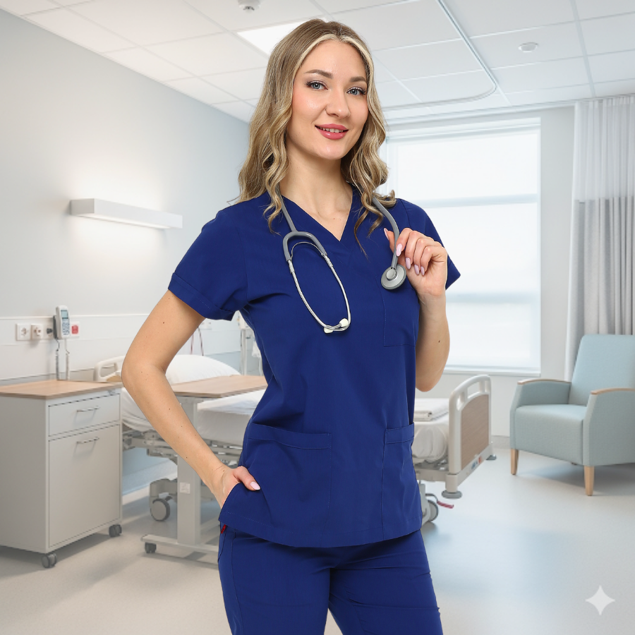 İkon Sax Mavi Doktor Hemşire Likralı Takım - Küçük Resim 2