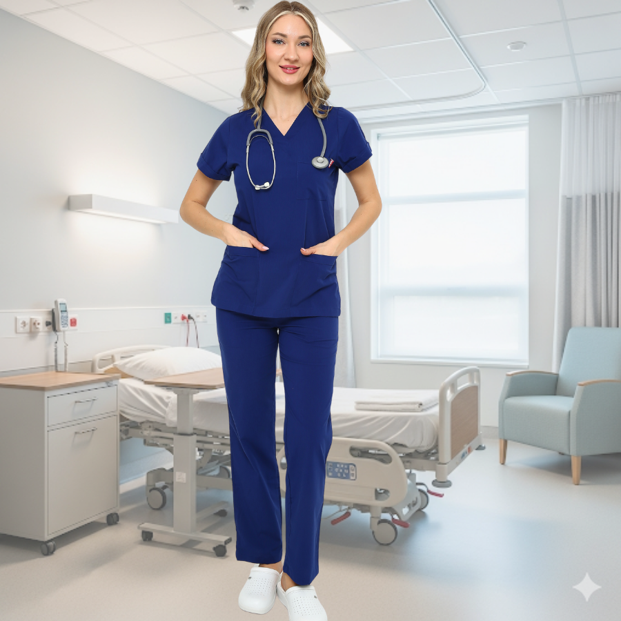 İkon Sax Mavi Doktor Hemşire Likralı Takım - Küçük Resim 4