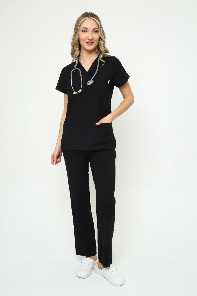 İkon Siyah Doktor Hemşire Likralı Takım - 4