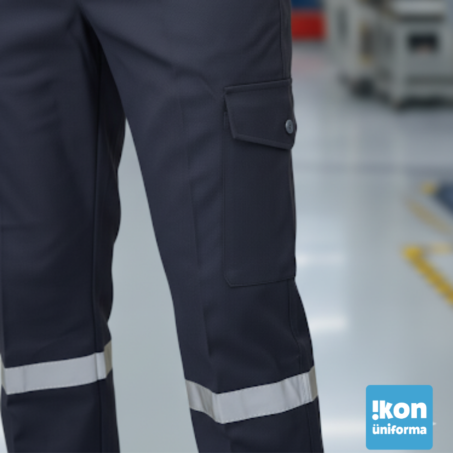 Likralı Özel Tasarım Gabardin Kargo ve Çok Cepli Reflektörlü Teknik İş Pantolonu - Küçük Resim 3