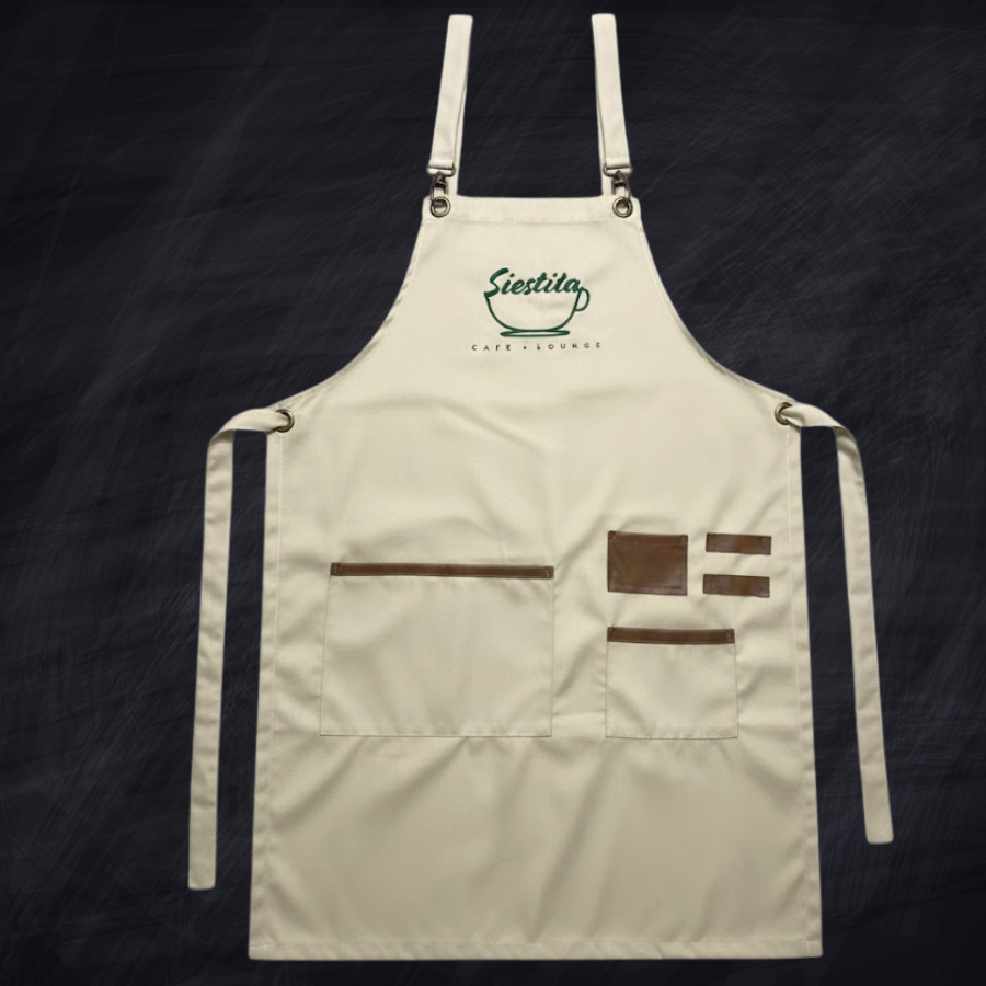 Özel Tasarım Deri Detaylı Barista Ve Servis Önlüğü - 2