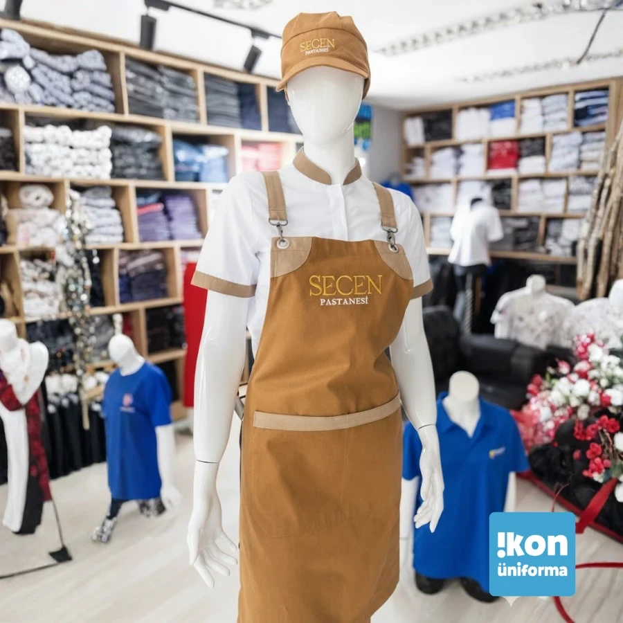 Premium Servis Takımı - Kanvas Önlük, Hakim Yaka Gömlek ve Pileli Beyzbol Şapkası Seti