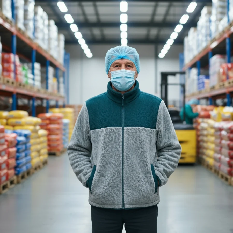 Robalı Polar Ceket Deniz Mavisi Gri - 2