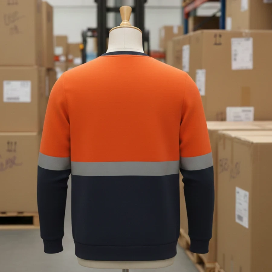 Turuncu Detaylı Şardonlu Üç İplik Reflektörlü Sweatshirt - 3