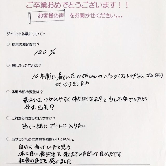 体に良い食生活を教えていただいて良かったです