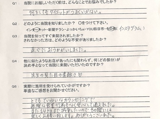 とてもていねいなカウンセリングで安心して通えました。