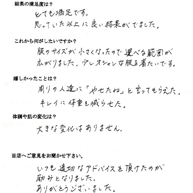 とても満足です!思っていた以上に良い結果がでました。
