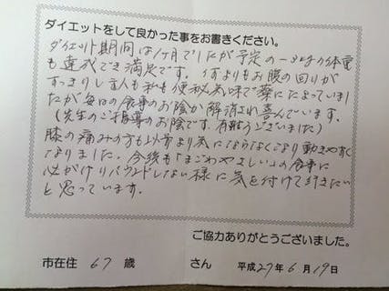 予定の-3kgの体重も達成でき満足です。