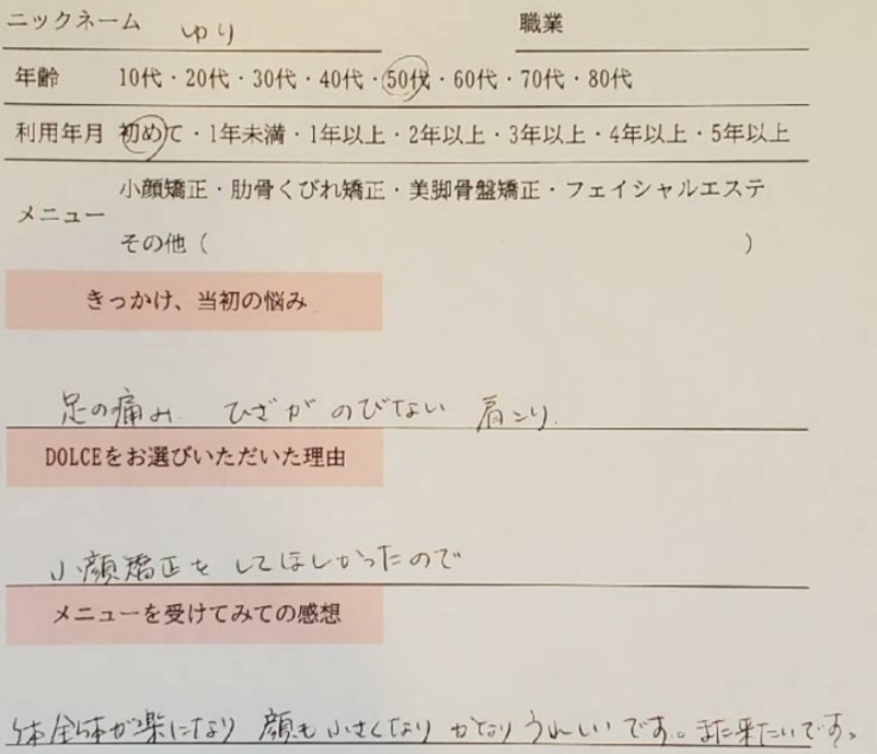 体全体が楽になり、顔も小さくなり、かなりうれしいです。